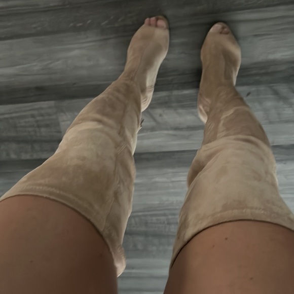 Faux Suede Tan Over the Knee Boot size 9 - Picture 4 of 5